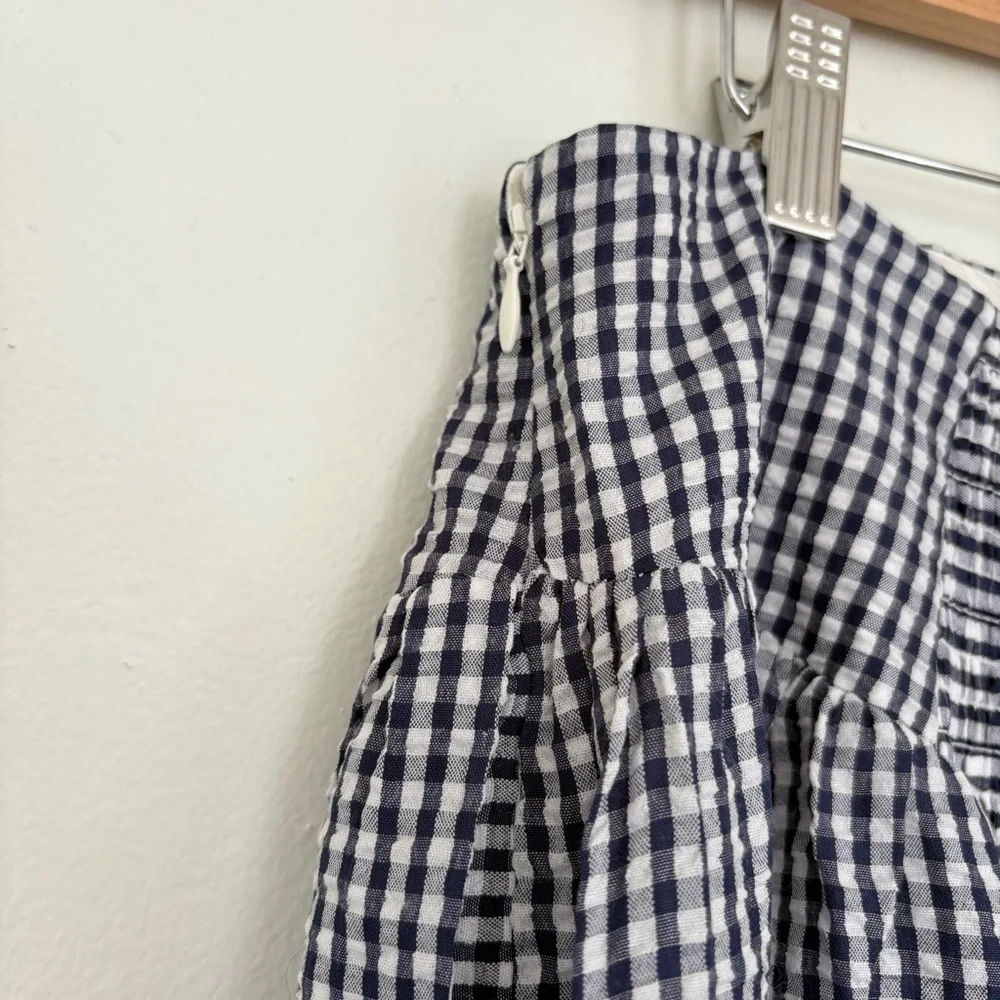 Anthropologie || Hutch Gingham Midi Skirt Smocked Back Blue White XL - Picture 6 of 11